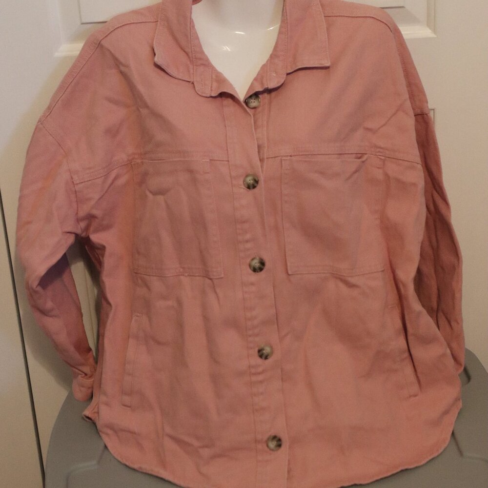 Stoosh Vintage Denim by 26 International Light Pink shacket/jacket button up Lg